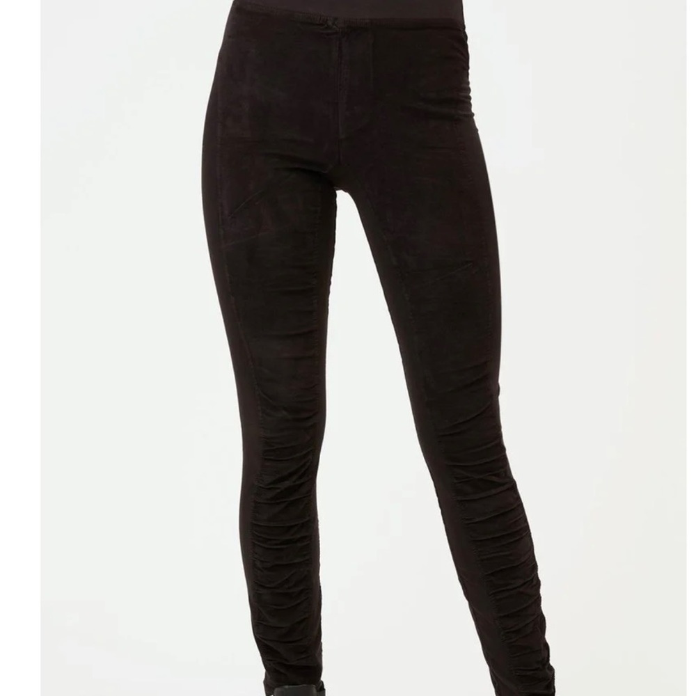 XCVI Oslo Leggings Soft Corduroy stretch Cotton Black Size Large NWT Ruched legs